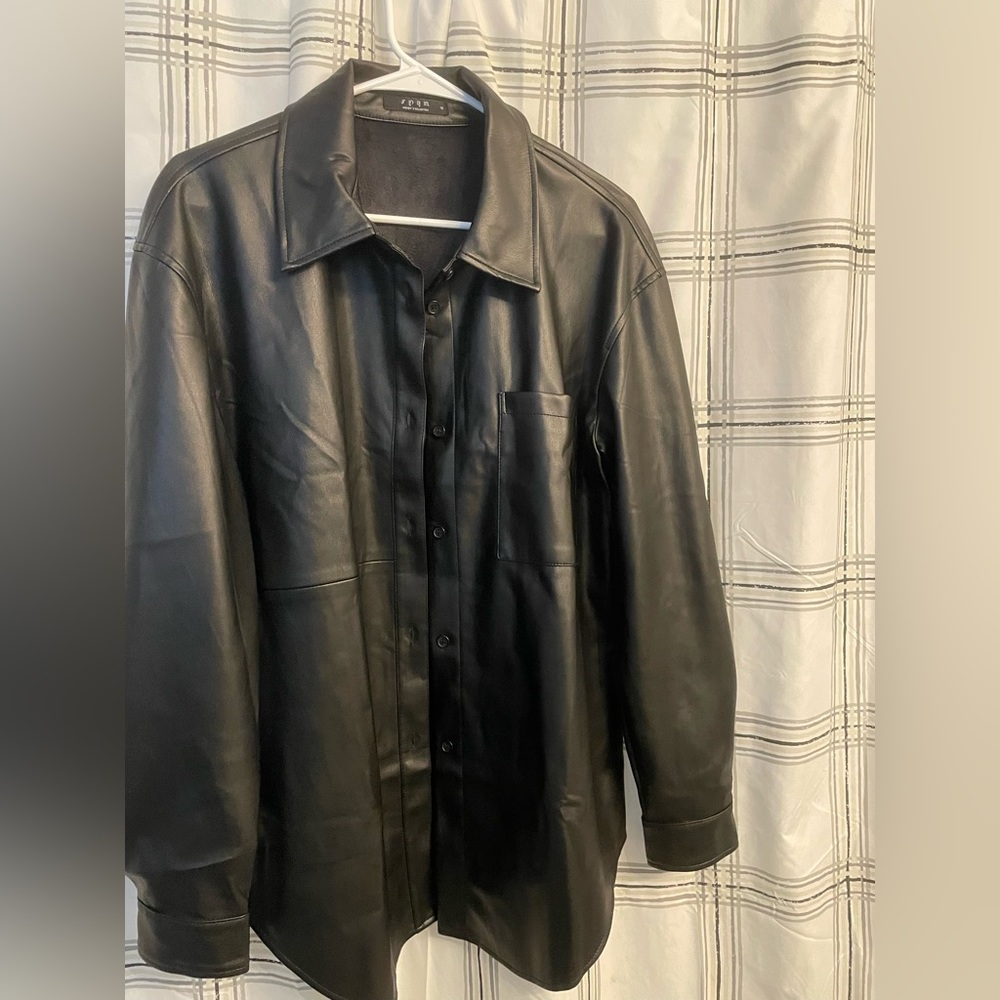 S P Y M leather shacket